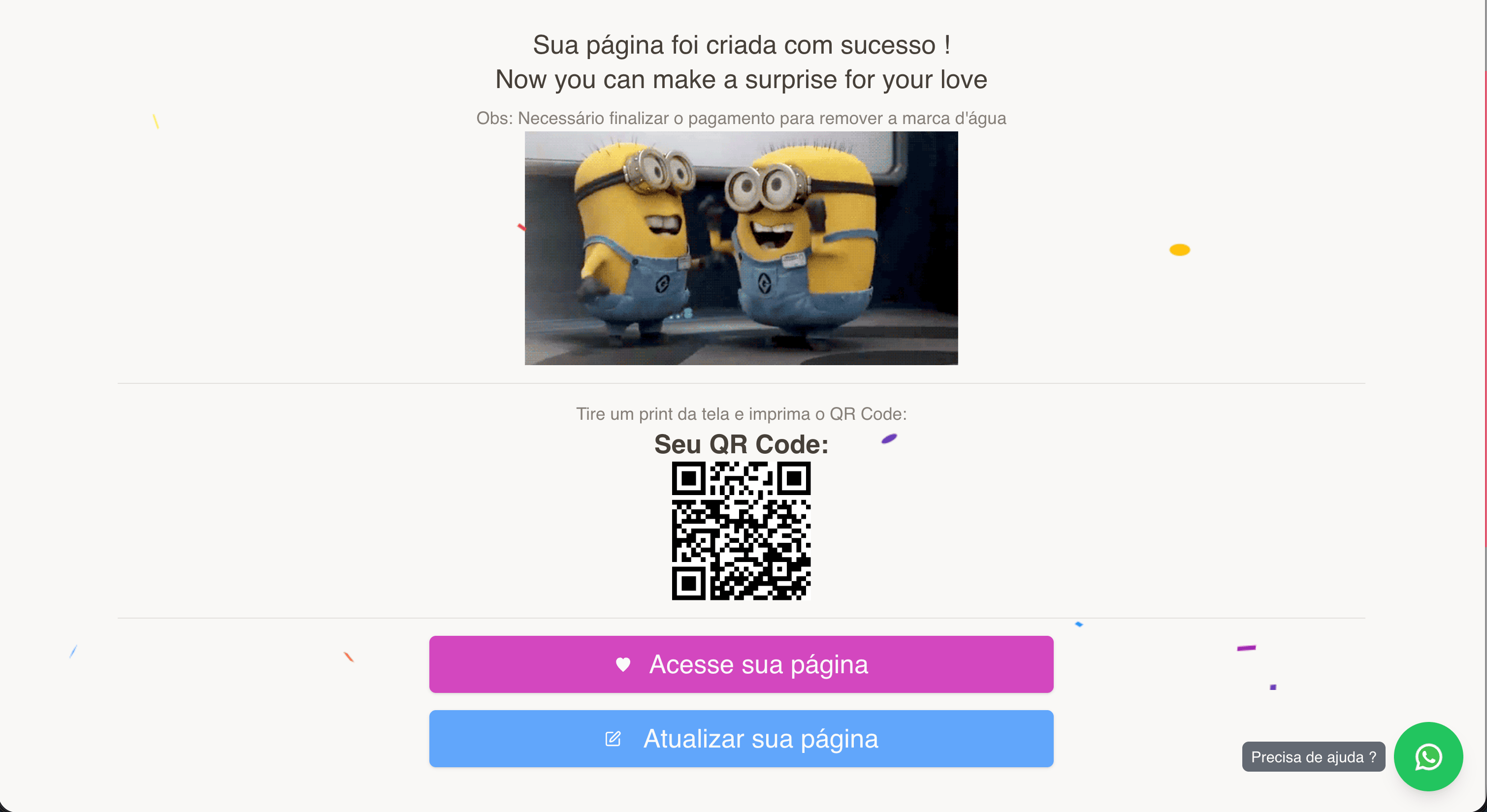 QR Code na mesa de boas-vindas do chá